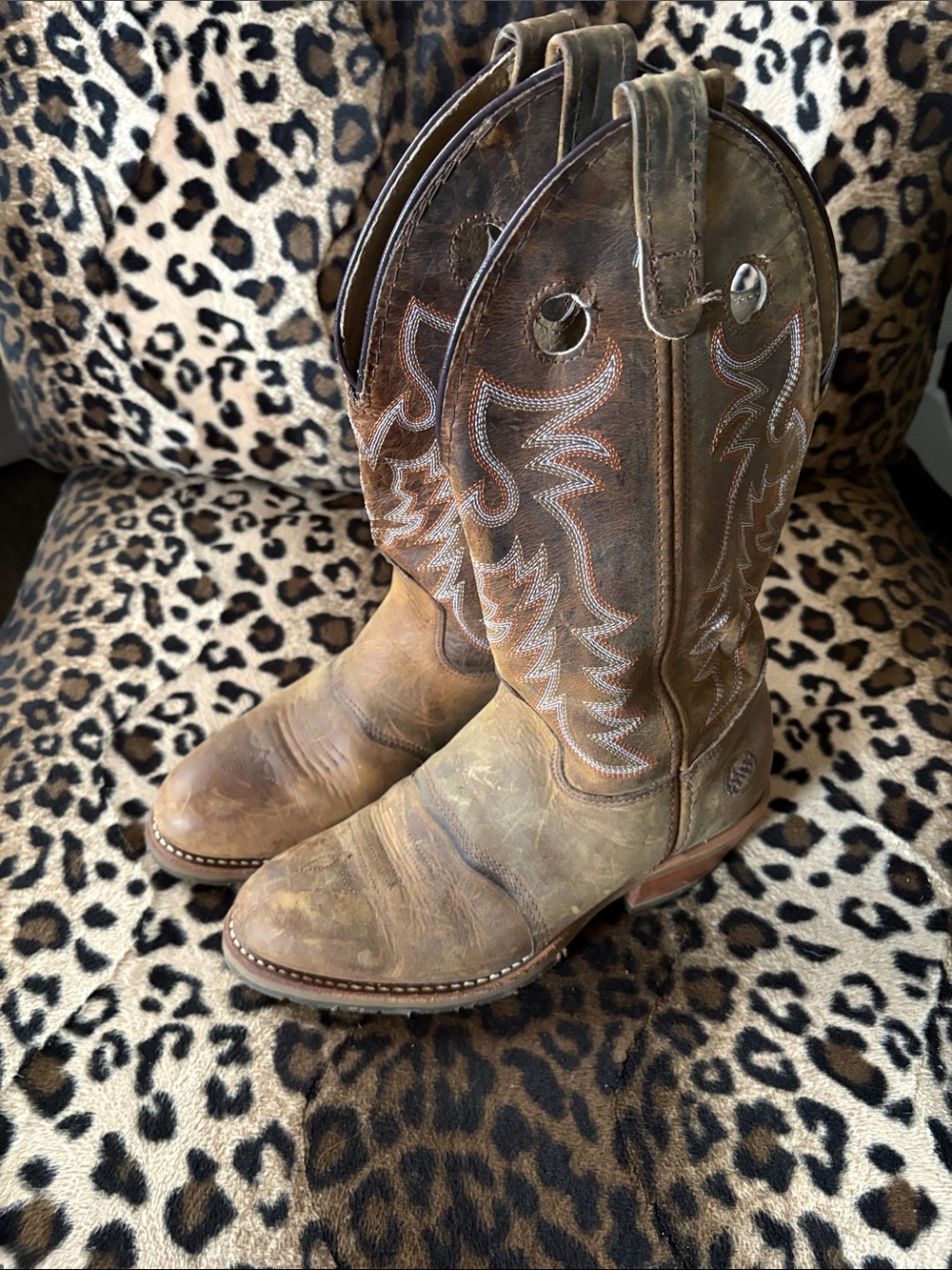 Double H Brown Distressed Leather Western Heeled Boots